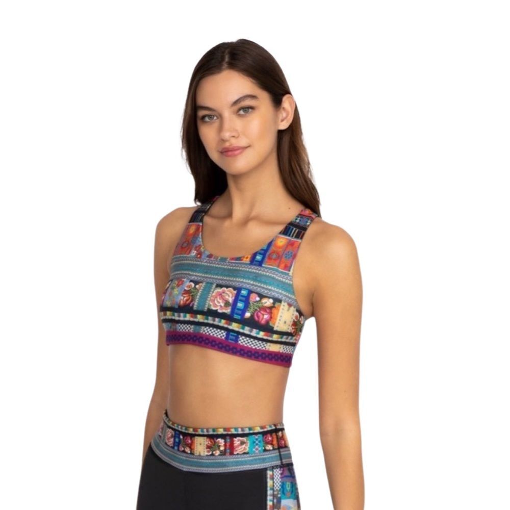 NWT Johnny Was Bee Active Reversible Sports Bra Top Multicolor XS